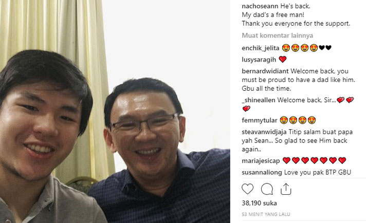 Selfie Pertama Setelah Ayahnya Bebas, Akun Instagram Nicholas Sean