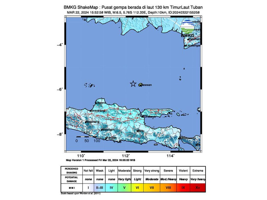 Kerusakan di Sejumlah Daerah di Utara Jatim Akibat Gempa Tektonik Timur Laut Tuban