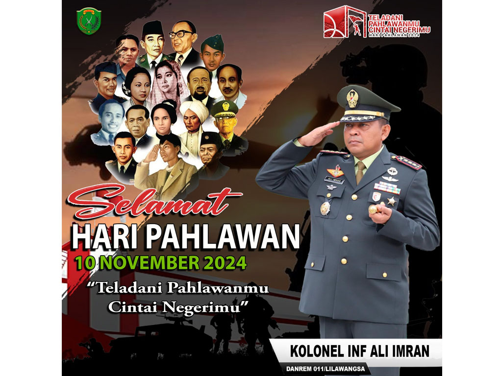 Peringatan Hari Pahlawan 10 November 2024 di Korem 011 Lilawangsa