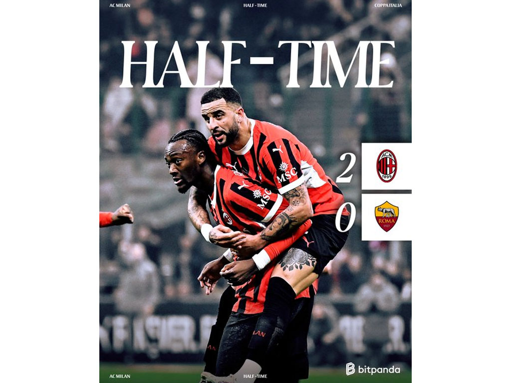 AC Milan Unggul Atas Roma Sampai Turun Minum di Perempat Final Coppa Italia