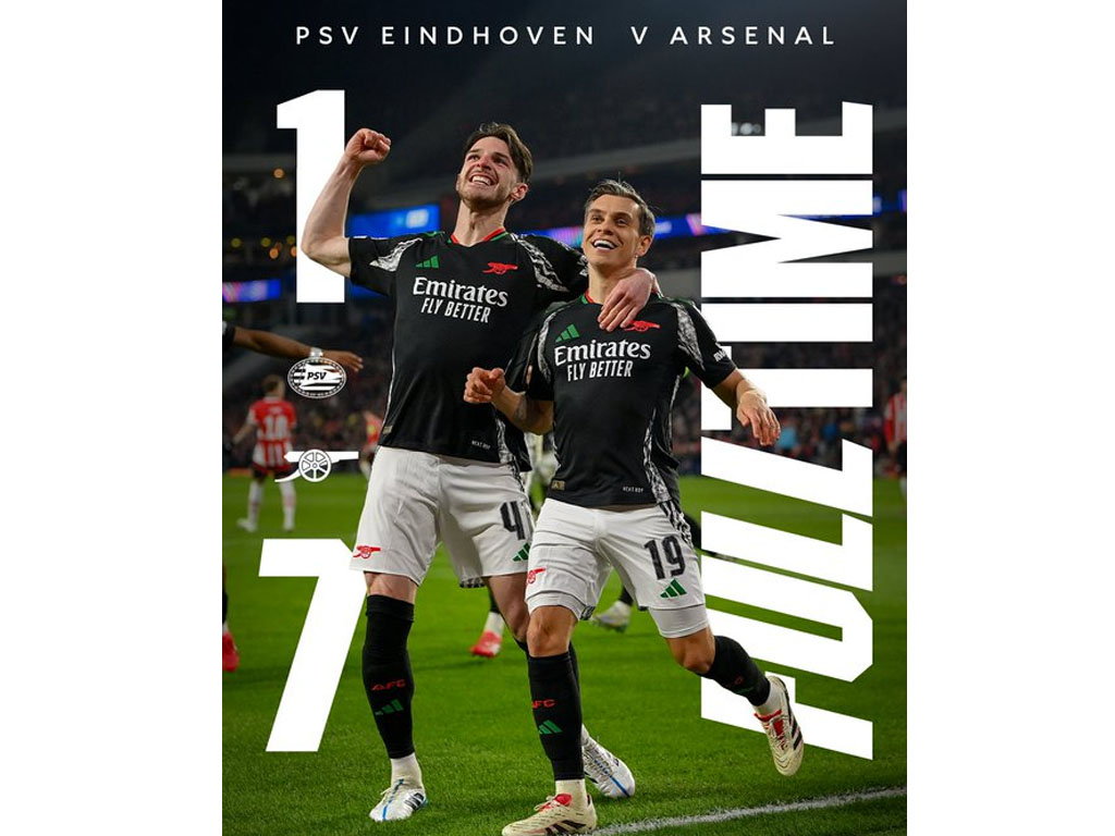 Arsenal Pesta Gol ke Gawang PSV di Leg 1 Babak 16 Besar Liga Champions