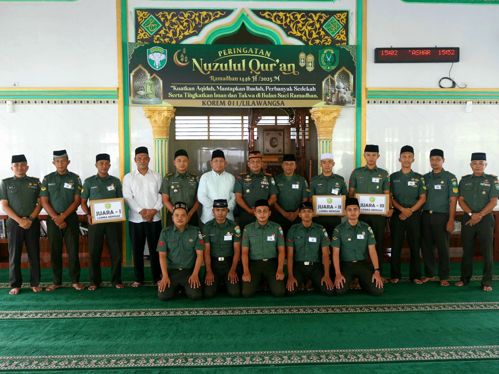 Korem 011 Lilawangsa Gelar Lomba Baca Al Quran Antar Prajurit TNI AD
