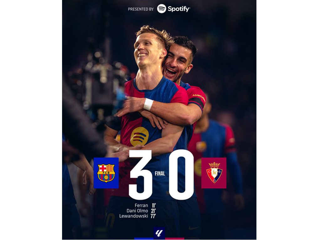 Barcelona Kokoh di Puncak Klasemen di La Liga Spanyol Setelah Tekuk Osasuna