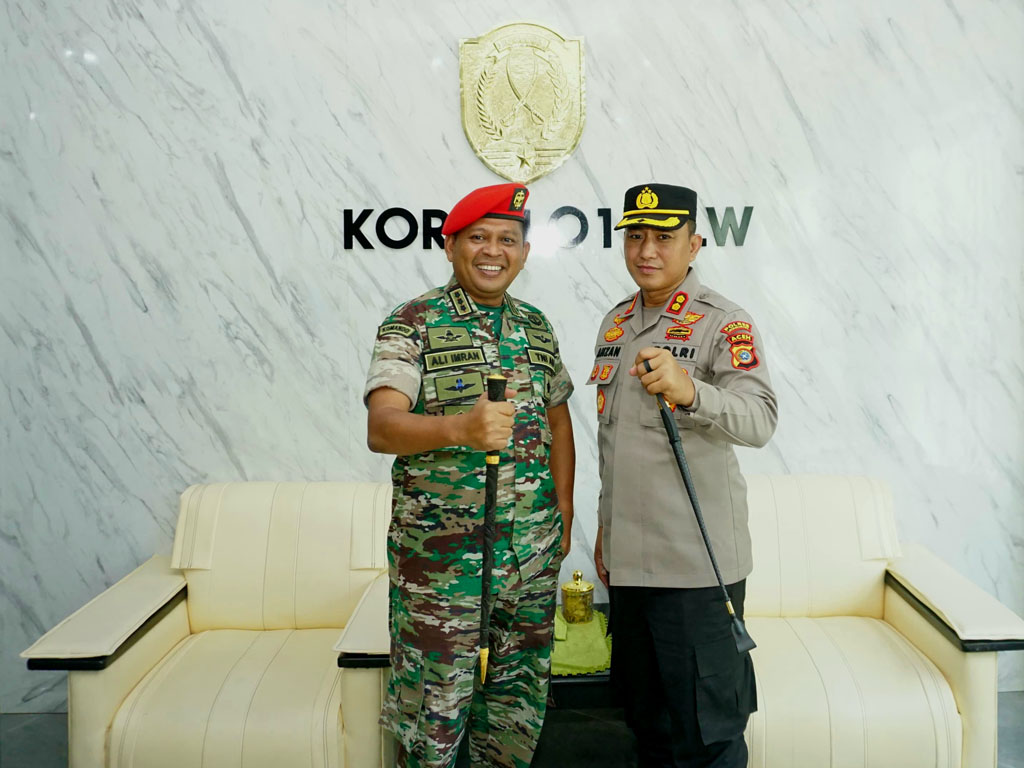 Danrem 011 Lilawangsa Kolonel Inf Ali Imran Terima Kunjungan Kapolres Lhokseumawe yang Baru AKBP Ahzan
