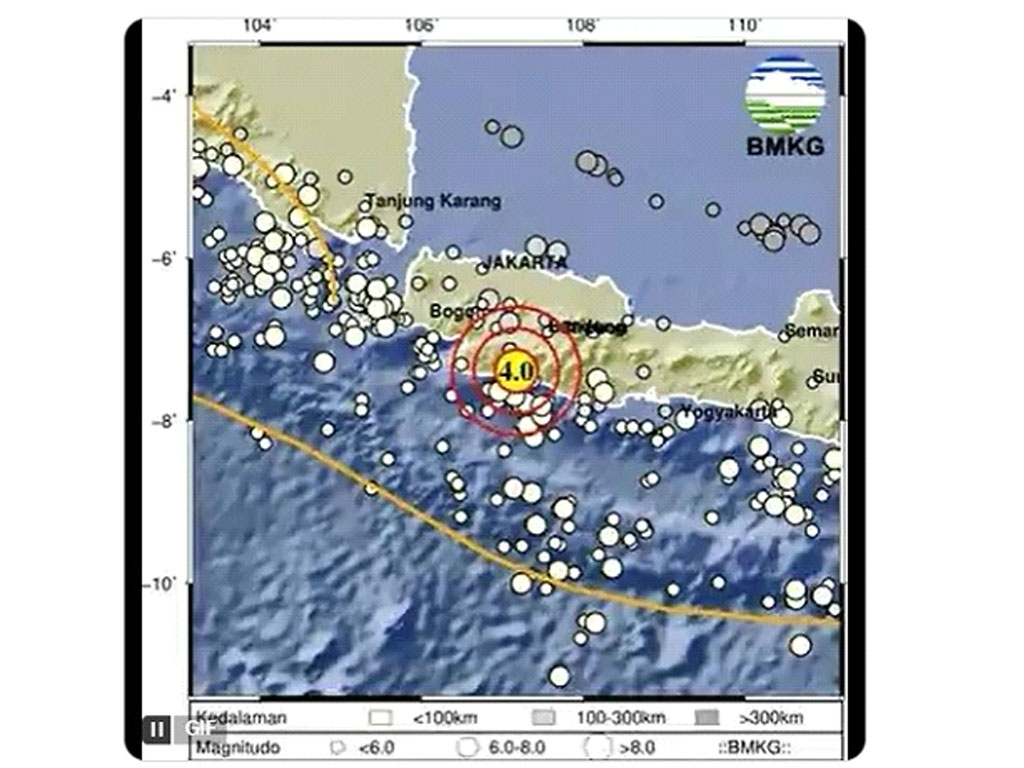 Gempa Bumi Magnitudo 4.0 Terjadi di Kabupaten Bandug pada 30 Mei 2025 Pukul 04.00