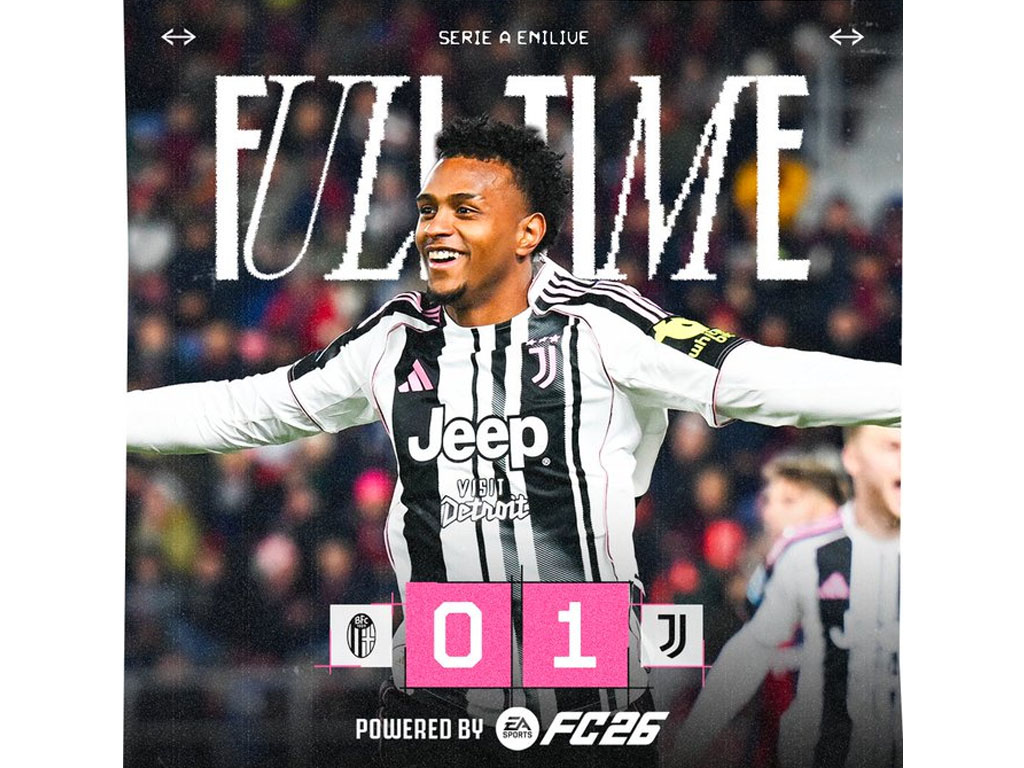 Juventus Menang Tipis Atas Bologna yang Main dengan 10 Pemain di Serie A Italia